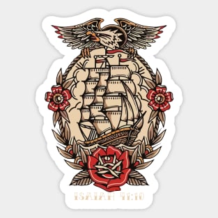 Ship Eagle American Traditional Tattoo Flash Sticker